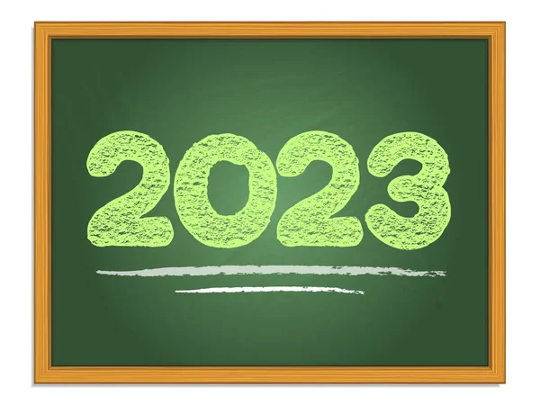 Lettrage Craie 2023 Ans Sur Tableau Vert Numéros Vecteur Nouvelle — Image vectorielle