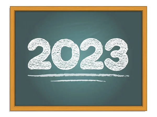 2023 Letý Křídový Nápis Zelené Tabuli Nový Rok Vektorová Čísla — Stockový vektor