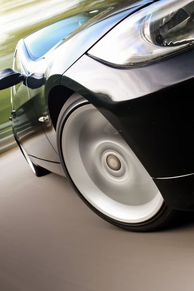 Amazing front side view of black car — Stock Photo, Image