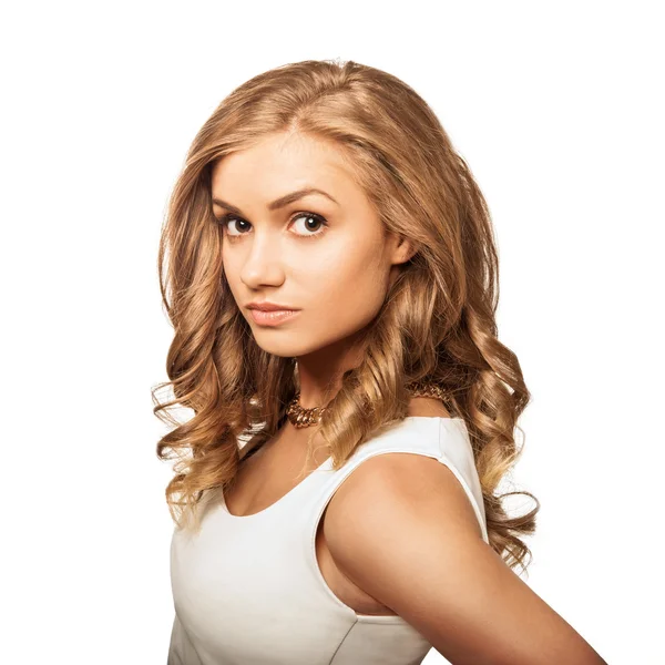 w izole kahverengi gözlü portre genç güzel sarışın kadın