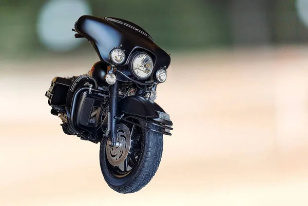 Potente Hermosa Motocicleta Harley Harley Davidson Rey Carretera Negro — Foto de Stock
