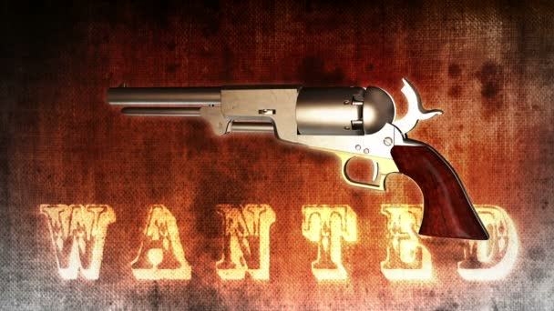 Background with Wanted Title and Revolver - Revolver 01 (HD) — Stock Video