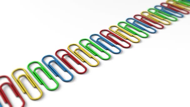 Paper Clips in a Row - Paperclips 01 (HD) — Stock Video