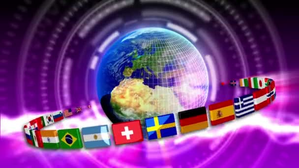 Spinning Earth with Flags - Earth 94 (HD) — Videoclip de stoc