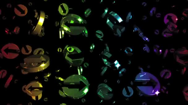 Regenboog pijlen vallen in een lus — Stockvideo