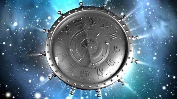 Silver Zodiac Machine and Stars — Stock Video