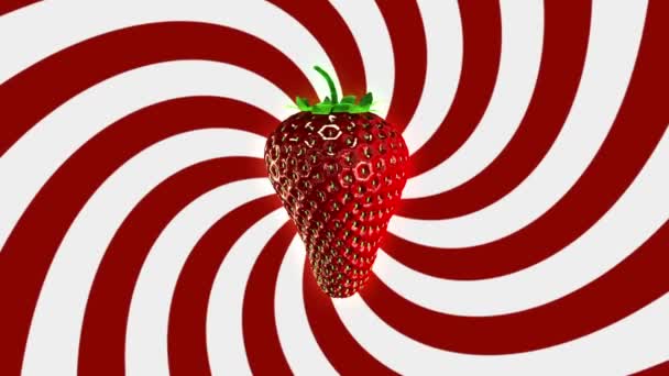 Spinning Strawberry Looping Background — Stock Video