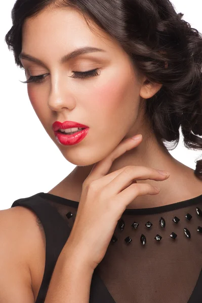 Woman with red lipstick — Stock Photo, Image