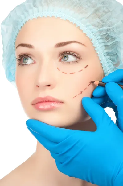 Face before plastic surgery operation — Stock Photo, Image
