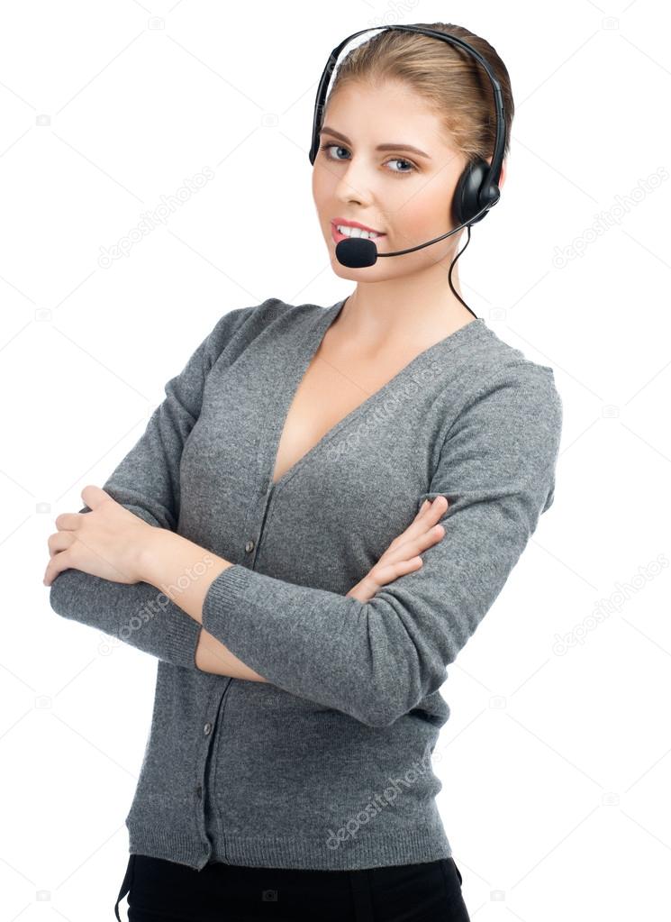 Female call center employee