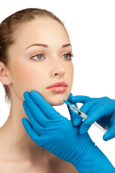 Botox injection to the lips — Stock Photo, Image