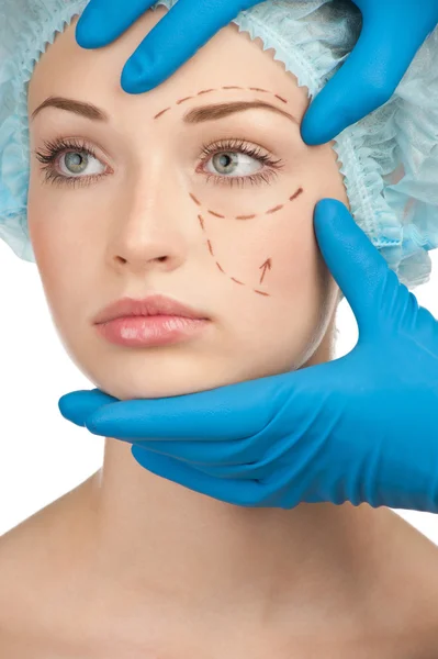 Face before plastic surgery operation — Stock Photo, Image
