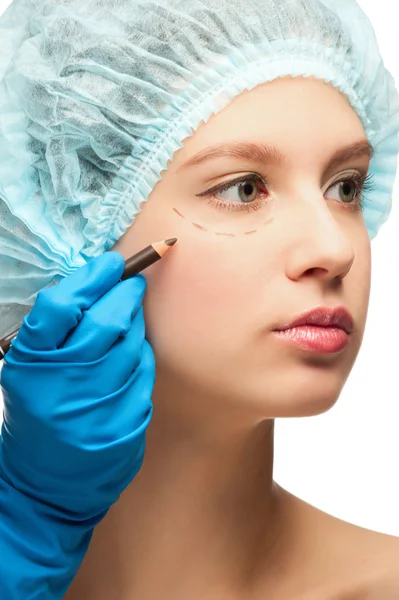 Face before plastic surgery operation — Stock Photo, Image