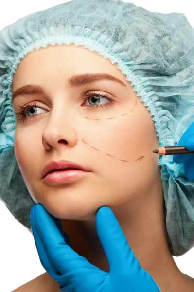 Face before plastic surgery operation — Stock Photo, Image