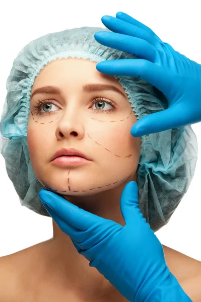 Plastik cerrahi işlemden önce yüz — Stok fotoğraf