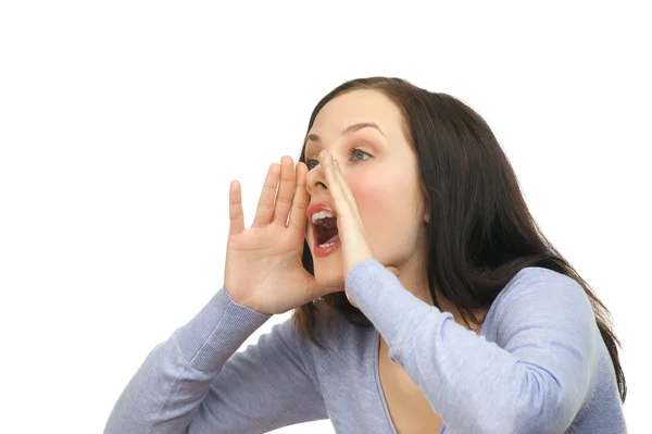 Woman screaming out loud — Stock Photo, Image