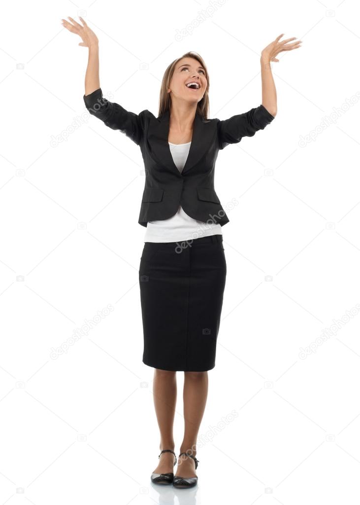 Businesswoman celebrating her success