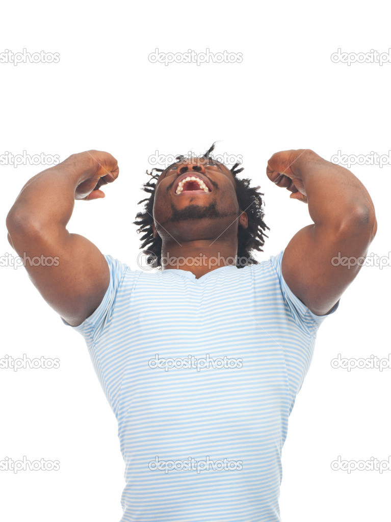 Excited man celebrating success