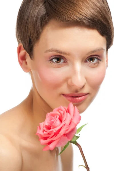 Beautiful girl with rose — Stock Photo, Image