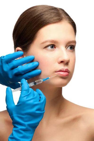 Botox injection to lips — Stock Photo, Image