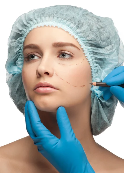 Female face before plastic surgery operation — Stock Photo, Image