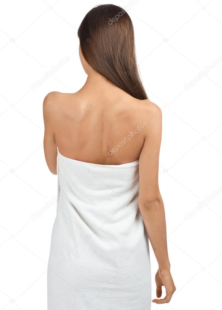 Beautiful woman wearing white towel