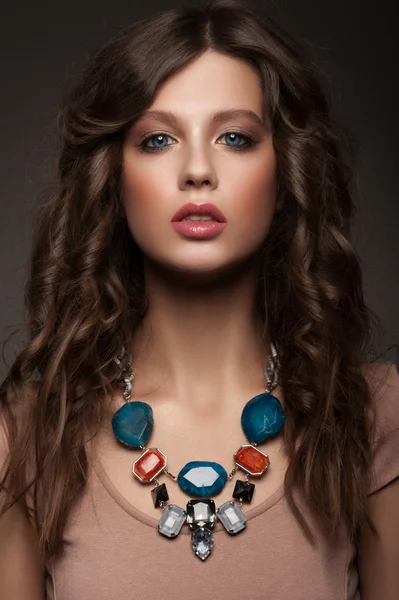 Woman with beautiful necklace — Stock Photo, Image