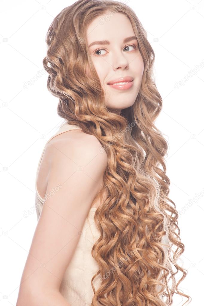 Woman with Curly Long Hair