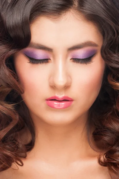 Woman with violet make-up — Stock Photo, Image