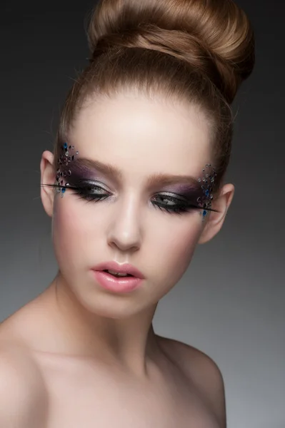 Make-up met strass — Stockfoto