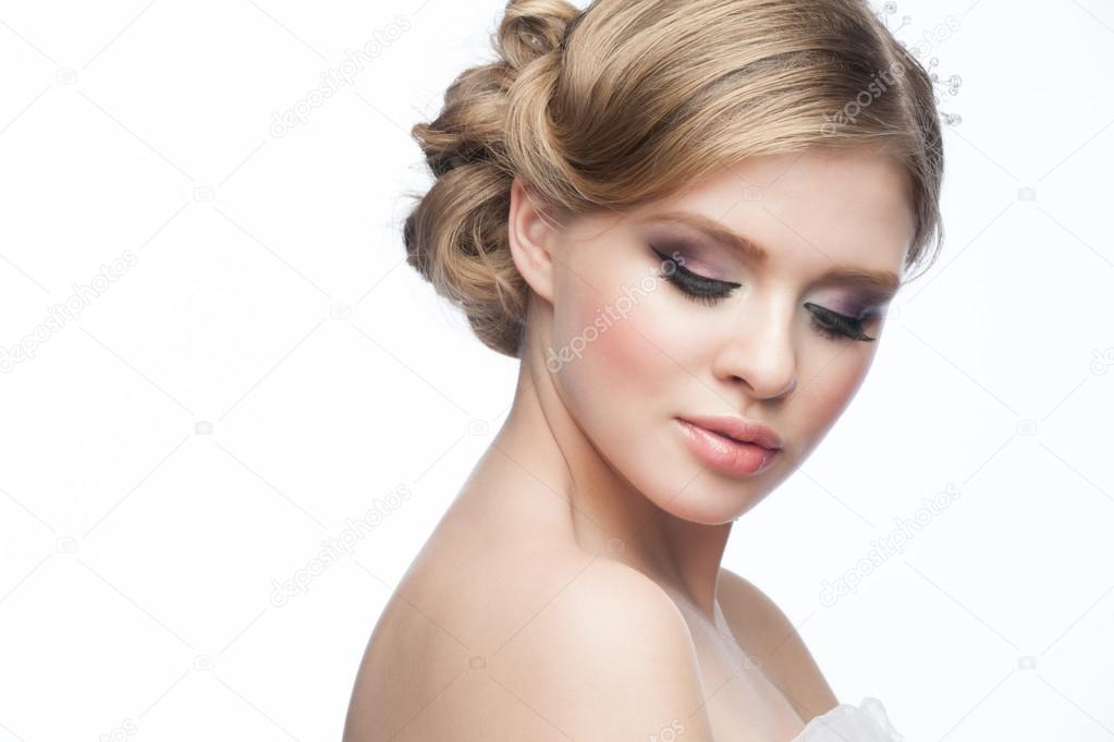 Girl with hairstyle and makeup