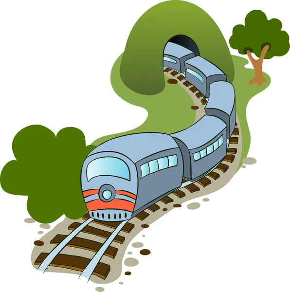 Tren y túnel — Vector de stock