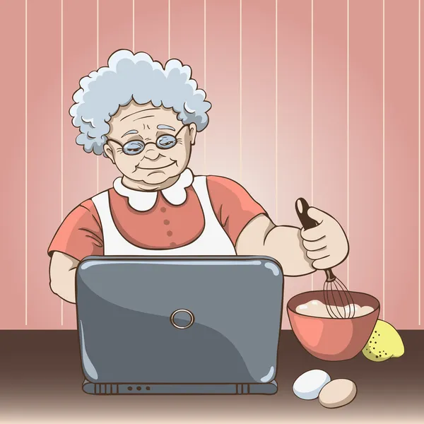 Büyükanne ile laptop