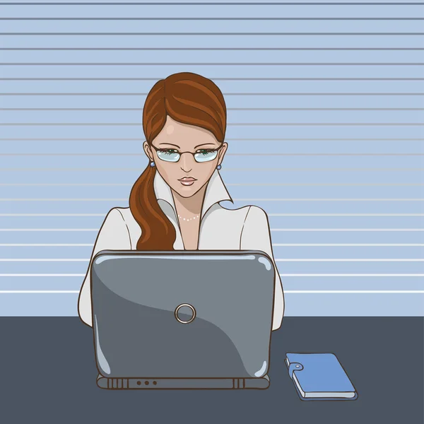 Kobieta z laptopem — Wektor stockowy