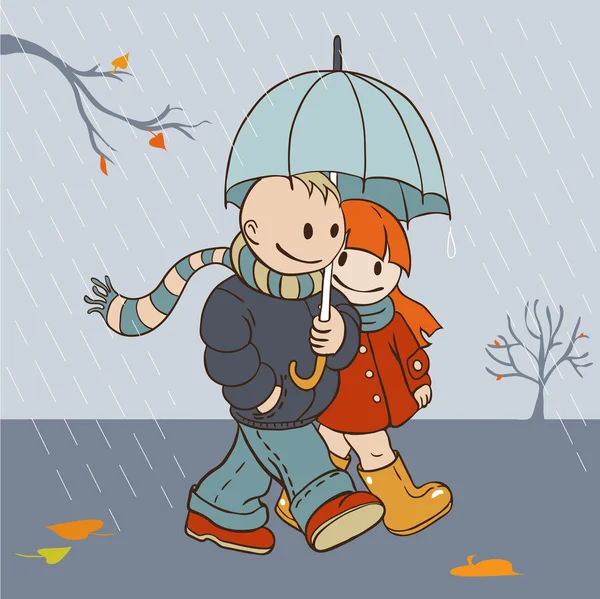 Outono dia chuvoso — Vetor de Stock