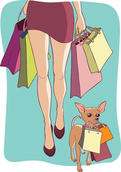 köpek ile alışveriş