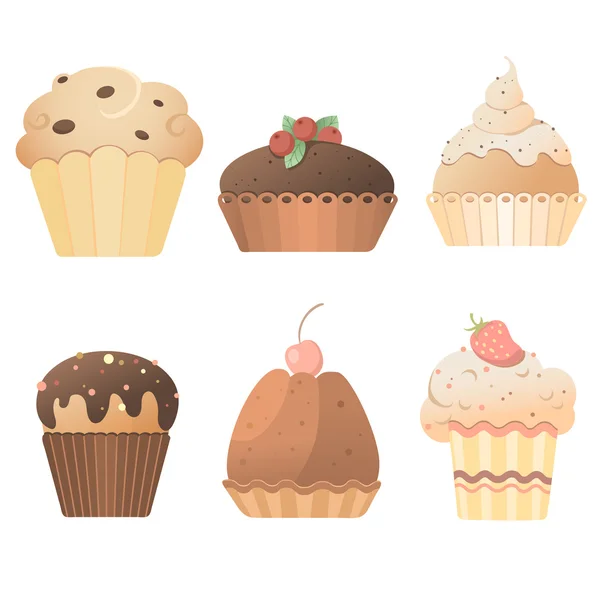 Doces deliciosos: um conjunto de cartas com muffins — Vetor de Stock