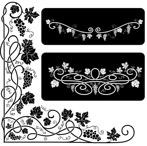 Elementos decorativos en blanco y negro — Vector de stock