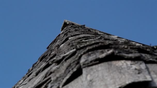 Une vue rapprochée du toit en bois — Video