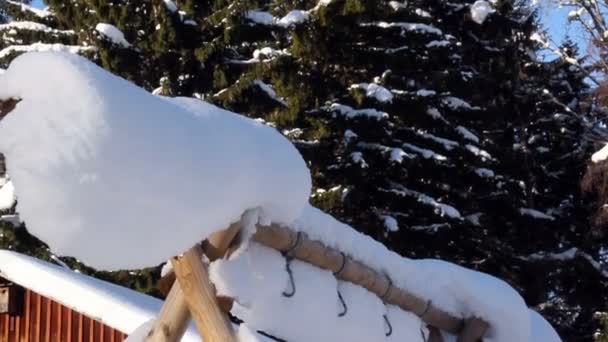 Un palo triangolo ricoperto di neve — Video Stock