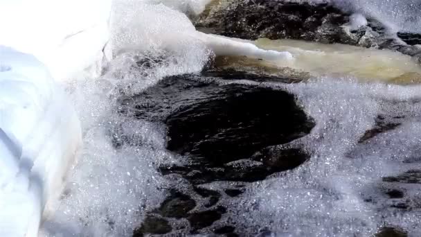 Little bubbles from rapid water — Stock Video