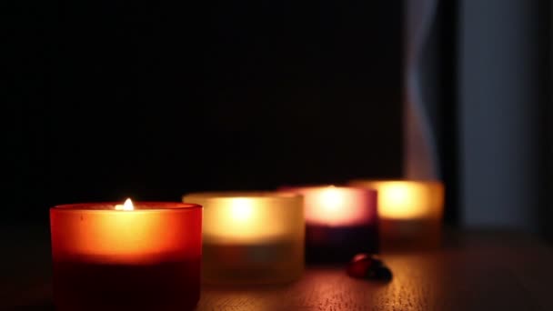 四个玻璃蜡烛 — 图库视频影像