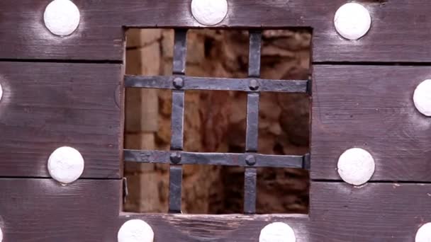 The square part of the door from the castle — Stock Video