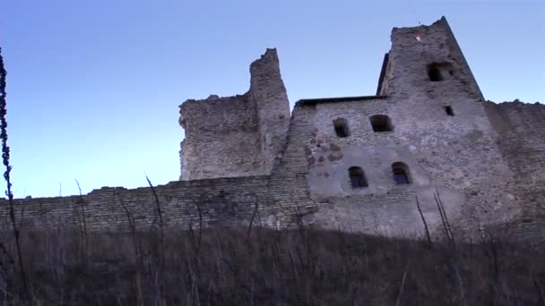 Obrovská zeď starého hradu — Stock video