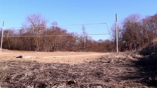 Волейбольна сітка на корті — стокове відео