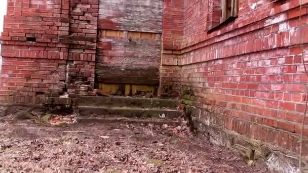 The stone brick wall of the old church — Stock Video