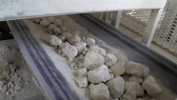 Rolling of rocks on a conveyor — Stock Video