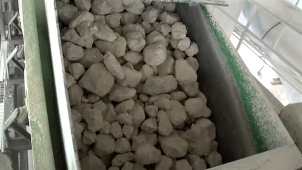 Lots of limestones from a conveyor — Stock Video