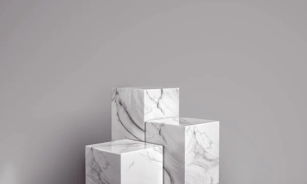Mostra Feita Pedra Mármore Branco Plataformas Simulam Publicidade Produto Estágio Fotos De Bancos De Imagens