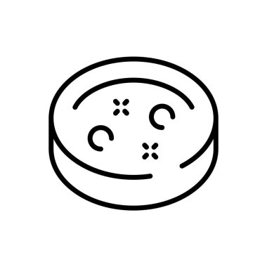 Bilim araştırma laboratuarı deney ikonu. Sınav çizgisi, kimya, tıbbi biyoloji ekipmanları. Vektör illüstrasyonu